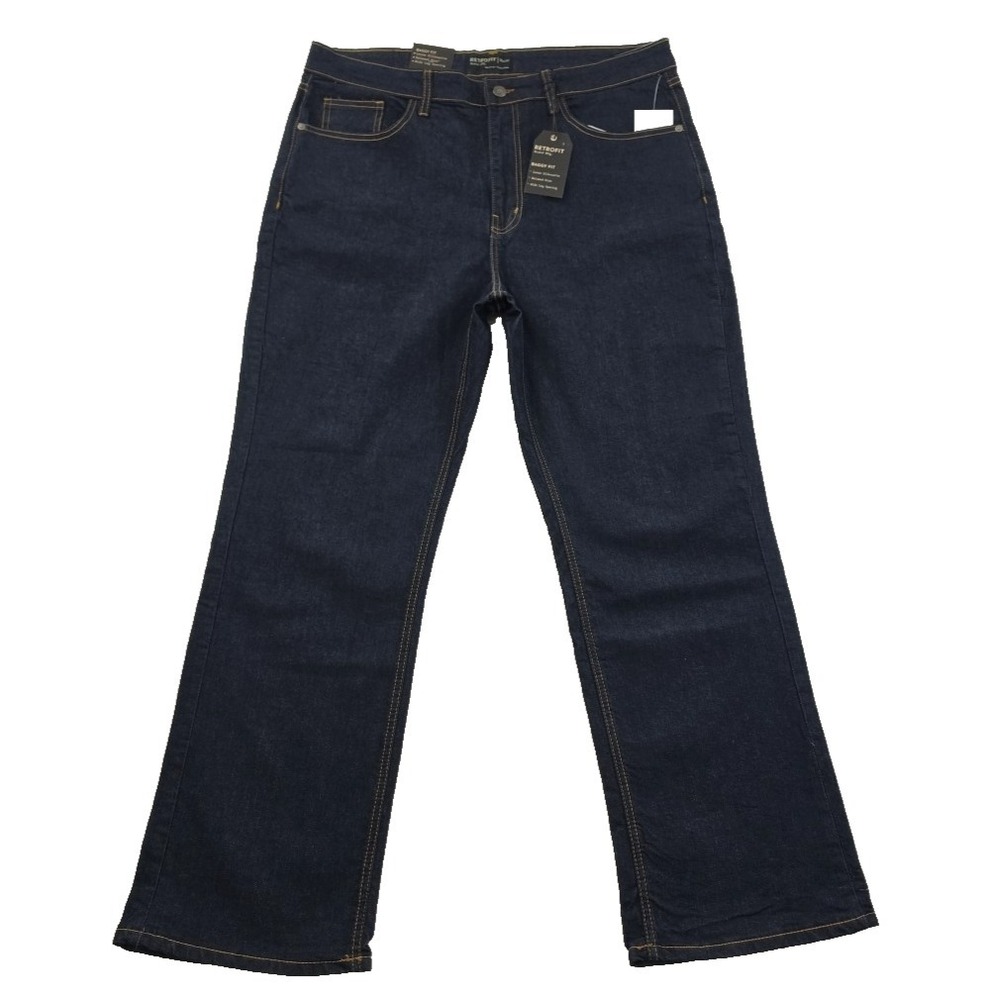 Retrofit Brand‎ Mfg Jeans Mens 36x32 Dark Wash Baggy Fit NEW Loose Wide Leg NWT